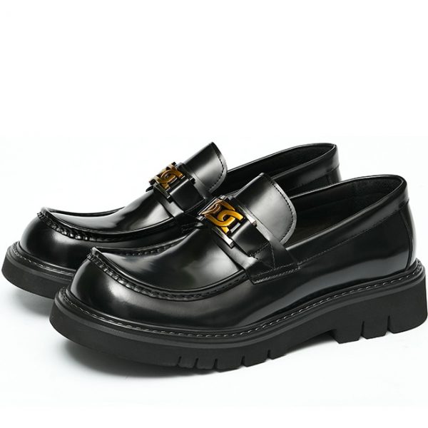 Mens Patent Leather Wide Toe Box Loafers With Horsebit - Image 3