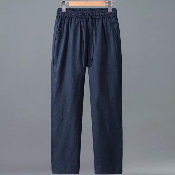 Men's Pure Linen Drawstring Straight Leg Pants