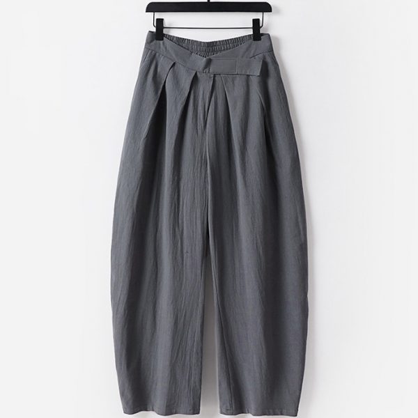 Plus Size Mens Cotton Linen Elastic Waist Loose Fit Baggy Pants