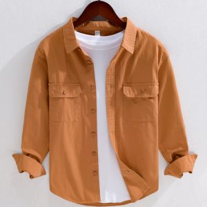 100 Percent Cotton Long Sleeve Casual Shirt With Chest Flap Pocket