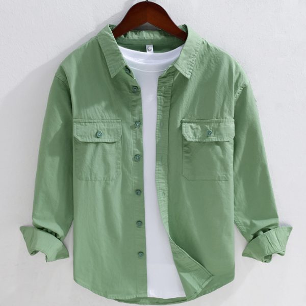 100 Percent Cotton Long Sleeve Casual Shirt With Chest Flap Pocket - Image 2