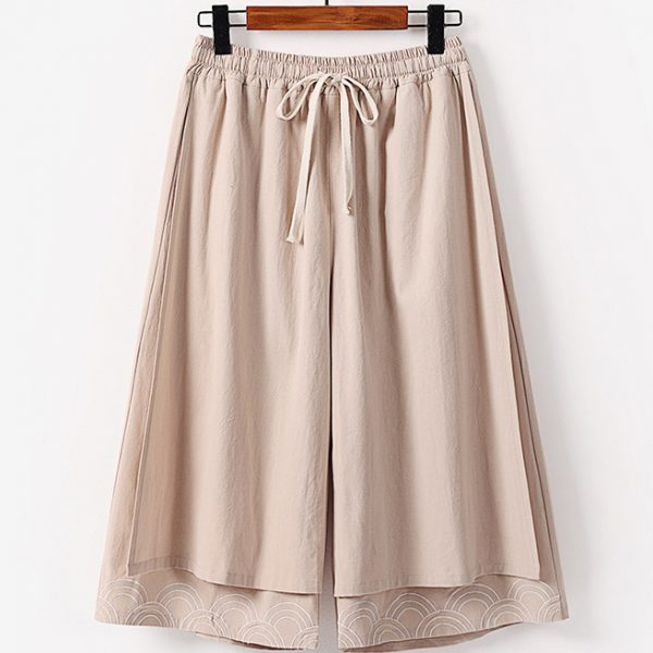 Large Size Mens Embroidered Wide Leg Casual Loose Fit Pants - Image 2