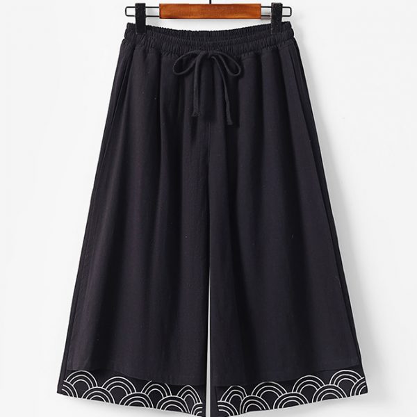 Large Size Mens Embroidered Wide Leg Casual Loose Fit Pants - Image 4
