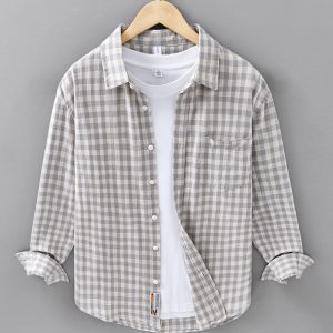 Mens 100 Cotton Plaid Shirts With Chest Pocket