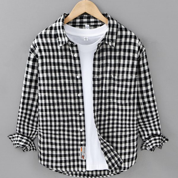 Mens 100 Cotton Plaid Shirts With Chest Pocket - Image 2