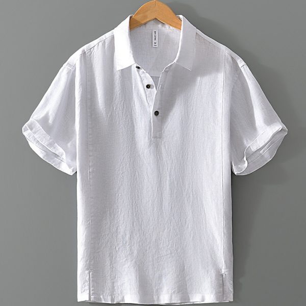 Mens 100 Percent Linen Lightweight Breathable Polo Shirts - Image 4
