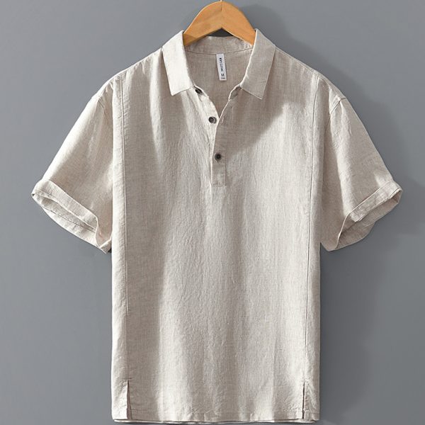 Mens 100 Percent Linen Lightweight Breathable Polo Shirts - Image 2