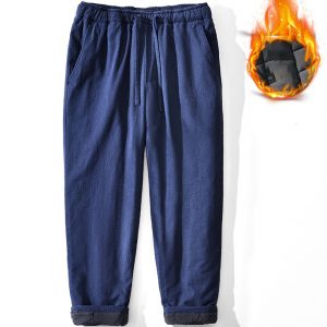 Men's Drawstring Waist Thermal Lined Pants
