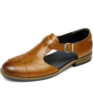 Mens Leather Woven Closed Toe Sandals Dress Shoes
