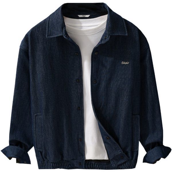 Men's Point Collar Button Down Denim Jacket - Image 3