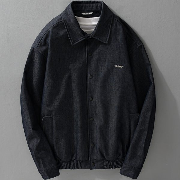 Men's Point Collar Button Down Denim Jacket - Image 2