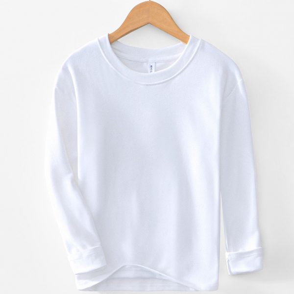 Mens Solid Color Round Neck Long Sleeve T Shirt - Image 4