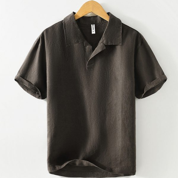 Mens 100 Linen Classic Short Sleeve Polo Shirts - Image 2