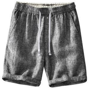 Mens 100 Linen Grey Casual Shorts