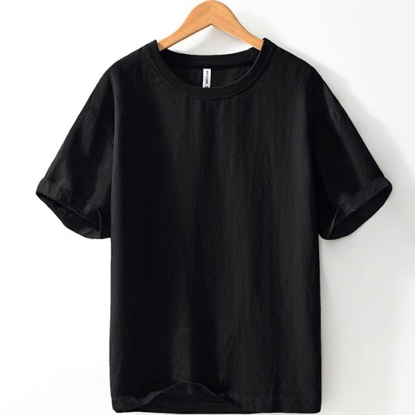 Mens 100 Linen Short Sleeve Crew Neck T Shirt - Image 4