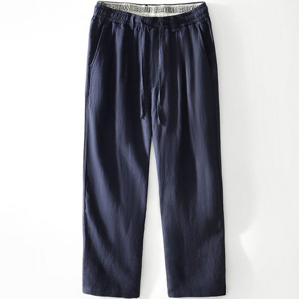Men's 100 Linen Straight Leg Drawstring Pants - Image 2