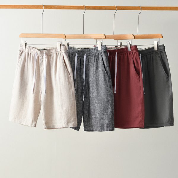 Mens 100 Percent Linen Casual Drawstring Shorts - Image 4