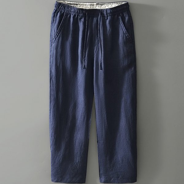 Men's 100 Percent Linen Straight Leg Loose Fit Pants - Image 2