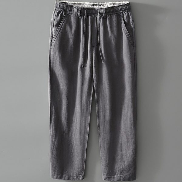 Men's 100 Percent Linen Straight Leg Loose Fit Pants - Image 4