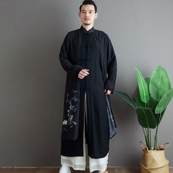 Mens Traditional Tang Suit Hanfu Chiffon Long Gown - Image 2