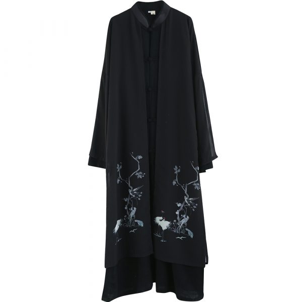 Mens Traditional Tang Suit Hanfu Chiffon Long Gown - Image 3