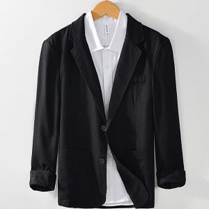 Mens Cotton Linen Casual Summer Blazer