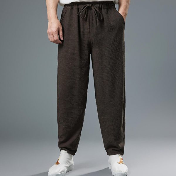 Mens Lightweight Breathable Linen Harem Pants - Image 2