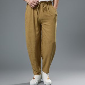 Mens Lightweight Breathable Linen Harem Pants