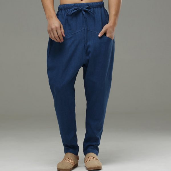 Mens Linen Low Crotch Harem Pants - Image 2
