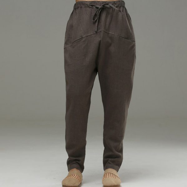 Mens Linen Low Crotch Harem Pants - Image 3