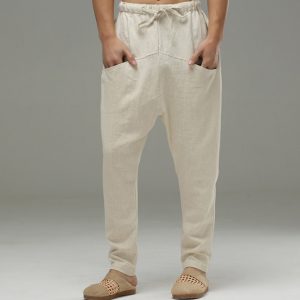 Mens Linen Low Crotch Harem Pants