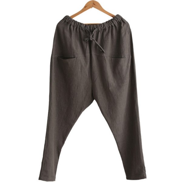 Mens Linen Low Crotch Harem Pants - Image 4