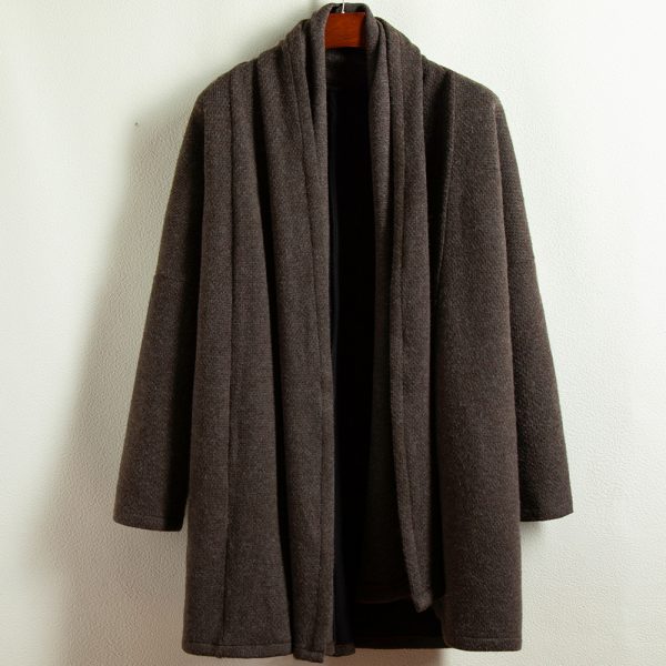 Men's Shawl Collar Open Front Long Cardigan - Image 2