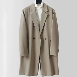 Big and Tall Mens Relaxed Fit Double Breasted Knee Length Coat