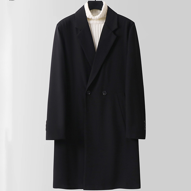 Big and Tall Mens Relaxed Fit Double Breasted Knee Length Coat - Image 2