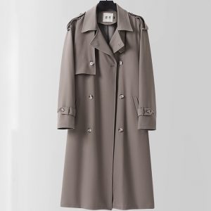 Oversized Mens Knee Length Windproof Double Breasted Jacket