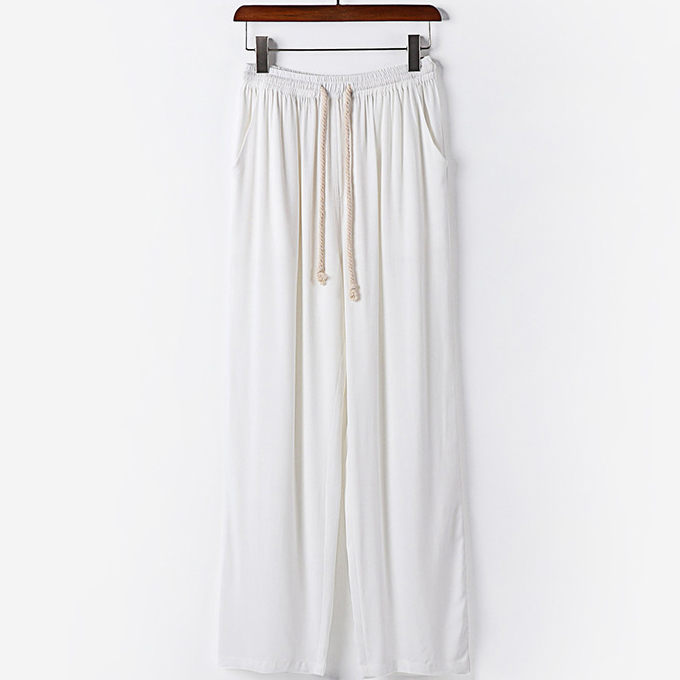 Plus Size Mens Cotton Linen Loose Fit Lightweight Casual Pants