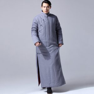 Chinese Male Cheongsam Men’s Winter Quilted Kung Fu Full Length Coat