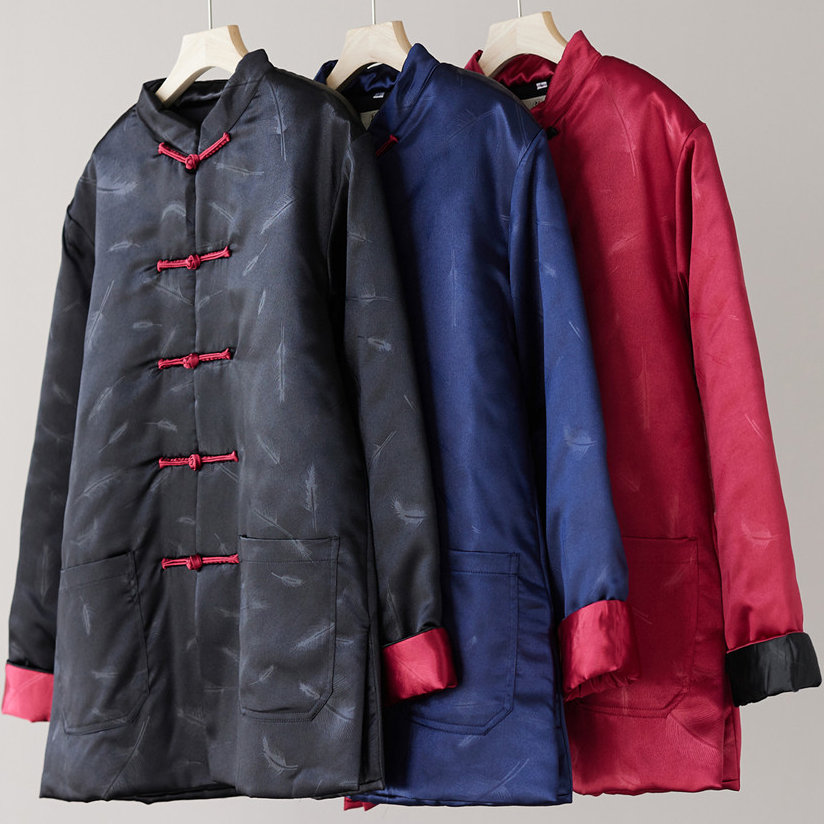 Mens Shiny Silk Traditional Chinese Cotton Padded Jacket - Image 5