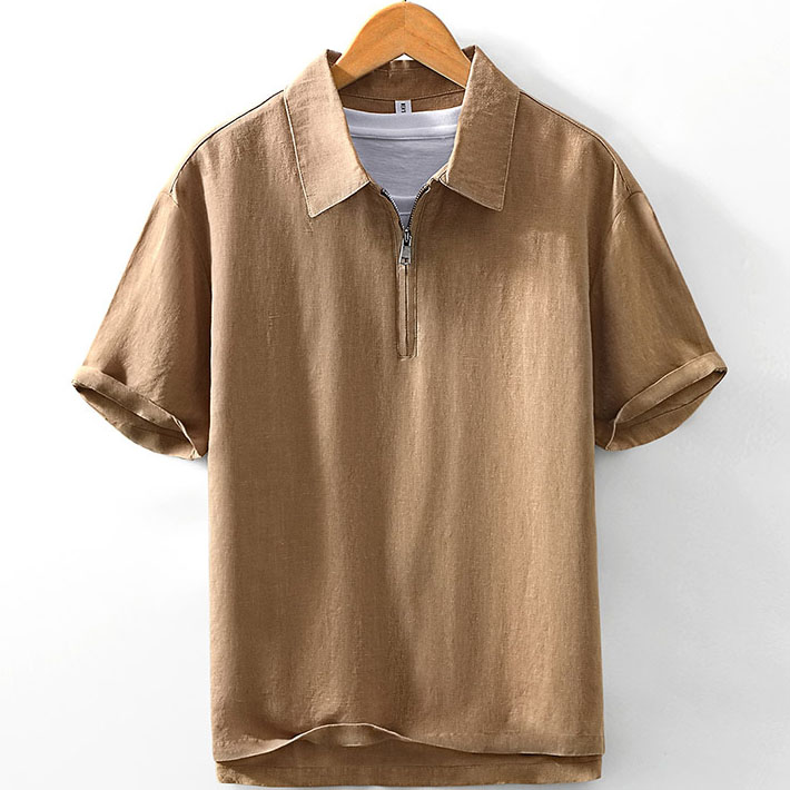 Mens Short Sleeve Polo Shirts with Half Zip Collar