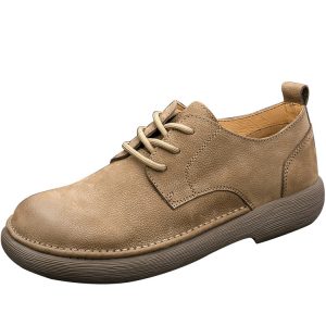 Men's Soft Leather Casual Shoes Low Top Lace Up Shoes
