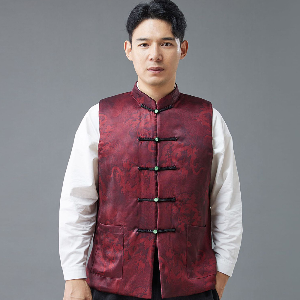 Traditional Chinese Kung Fu Winter Vest with Dragon - Image 2