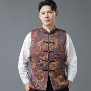 Traditional Chinese Kung Fu Winter Vest with Dragon