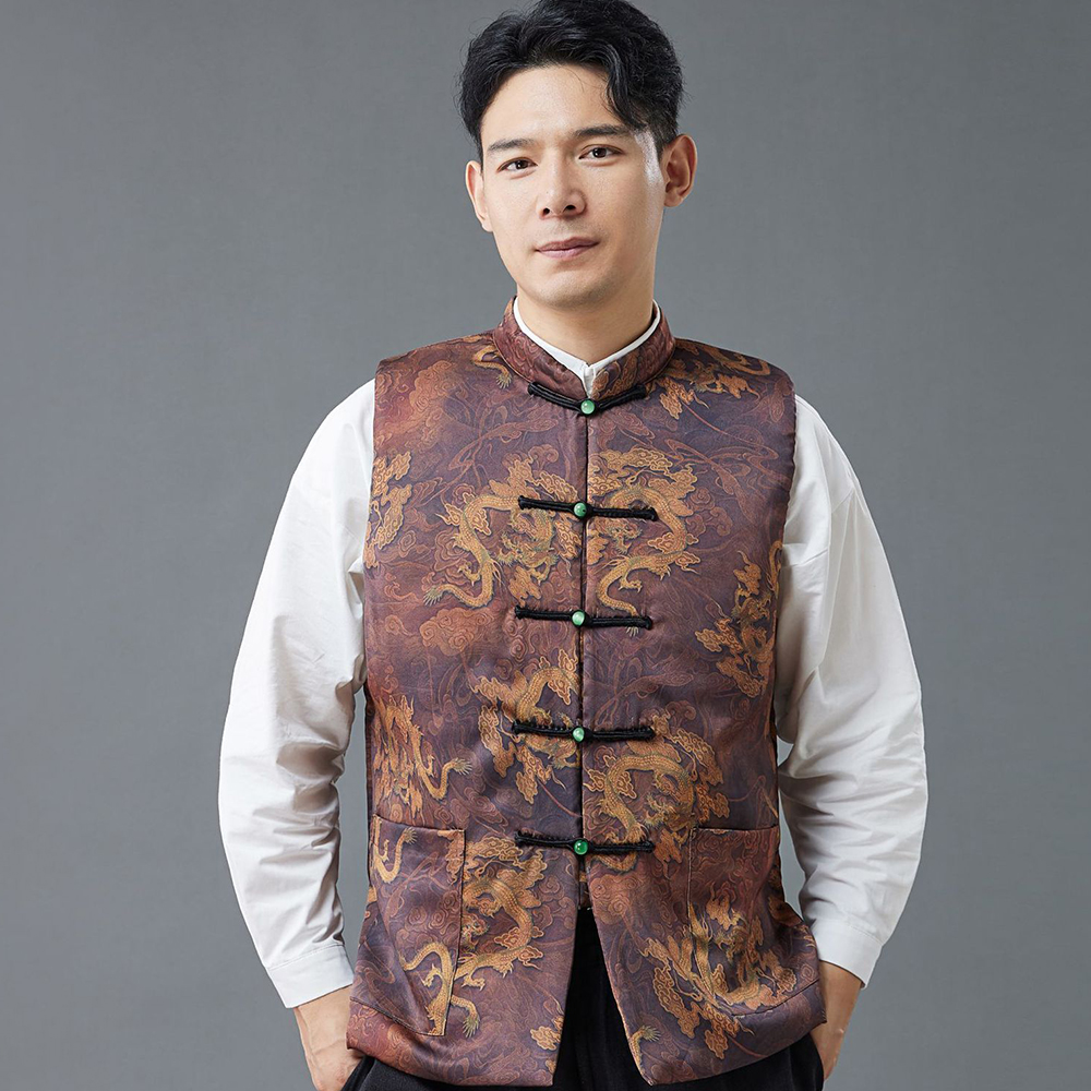 Traditional Chinese Kung Fu Winter Vest with Dragon