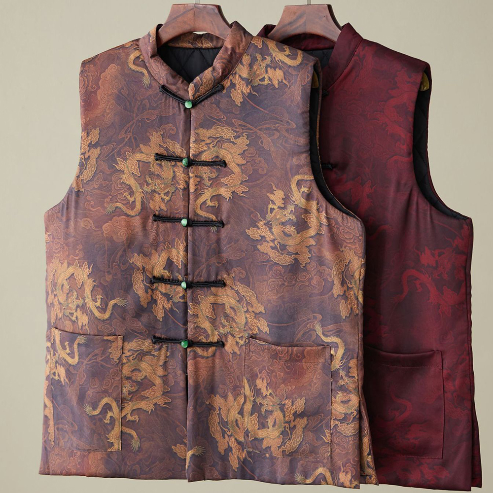 Traditional Chinese Kung Fu Winter Vest with Dragon - Image 3