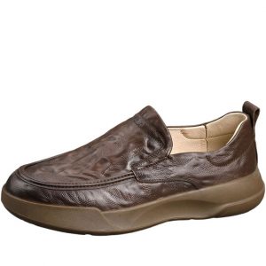 Mens Leather Slip On Sneakers