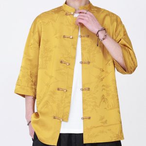 Mens Summer Kung Fu Shirt Short Sleeve