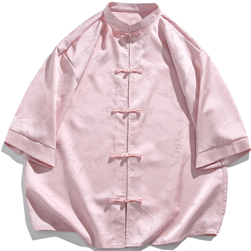 Mens Summer Kung Fu Shirt Short Sleeve - Image 4