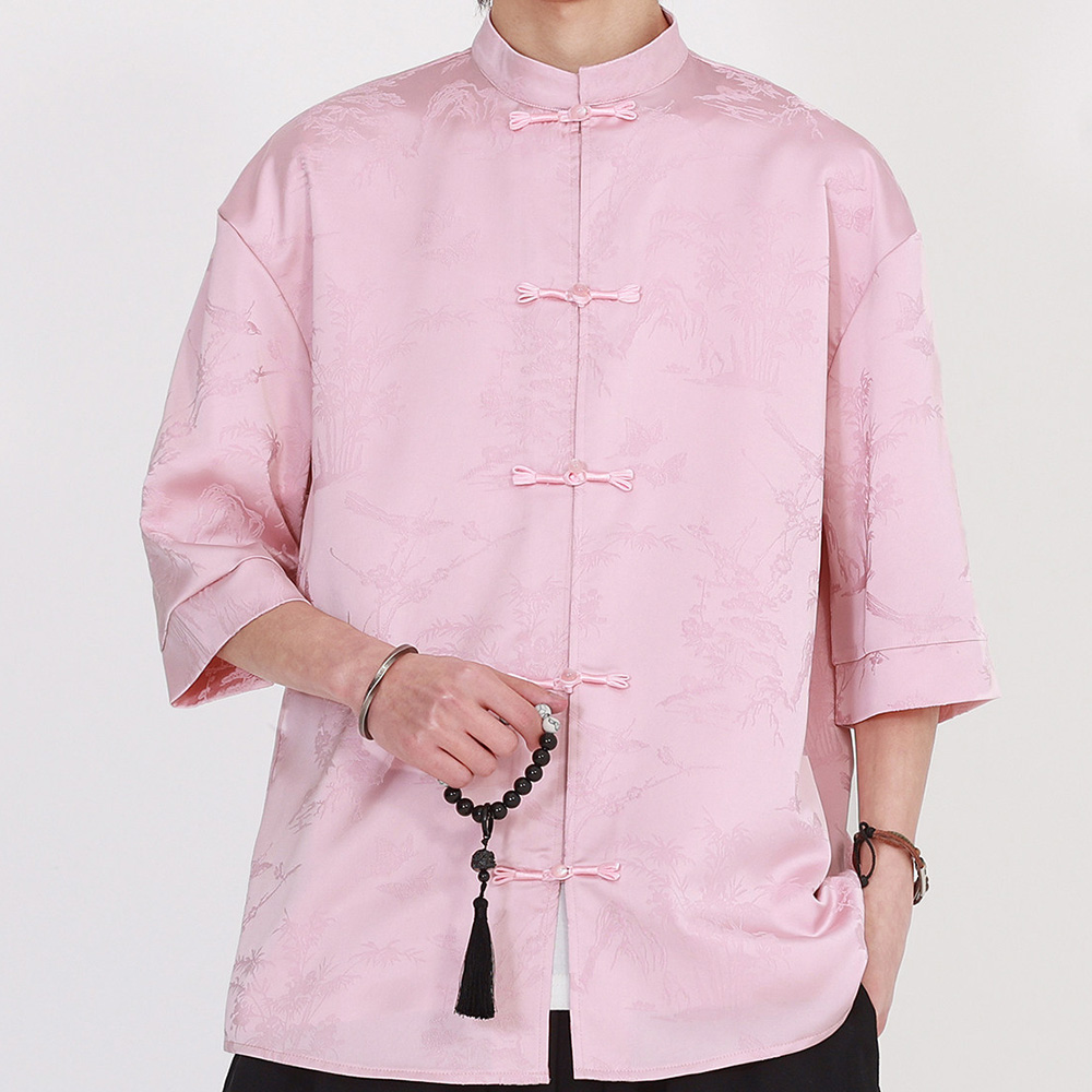 Mens Summer Kung Fu Shirt Short Sleeve - Image 2