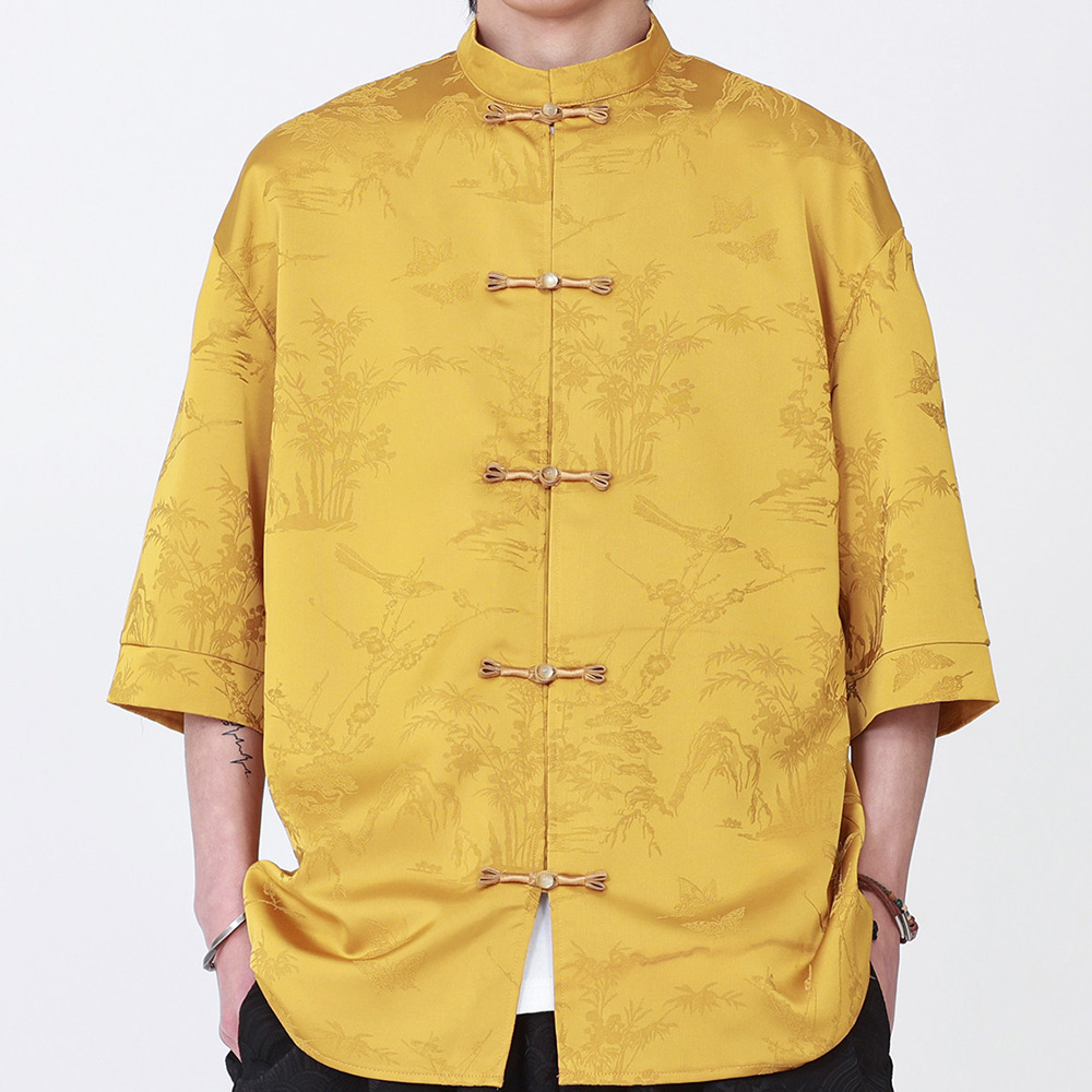 Mens Summer Kung Fu Shirt Short Sleeve - Image 3